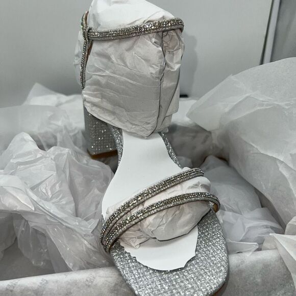 Badgley Mischka Collection Rebekah Block Heel Sandal in Silver - Picture 7 of 15
